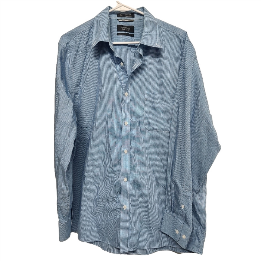 Nordstrom Men's Shop Smartcare wrinklefree blue button down regular fit Large